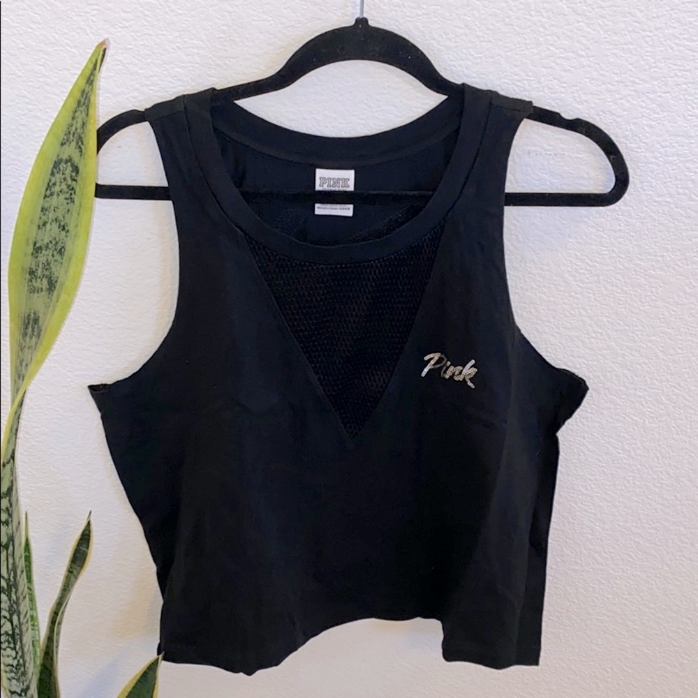 New VS PINK| BLACK  V MESH TANK TOP